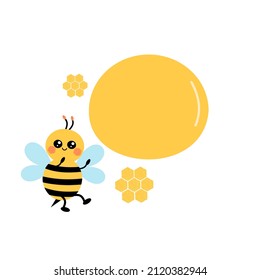 Bee cartoon, honey drop and beehive honeycomb sign isolated on white background vector illustration.