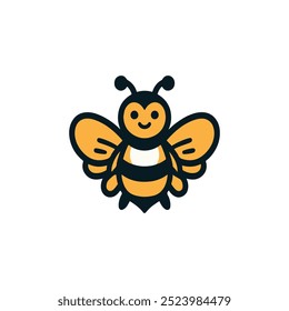 Icono de dibujos animados de abeja sobre un fondo blanco. Ilustración vectorial de icono de abeja.