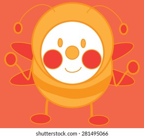 Bee cartoon illustration with isolated background.