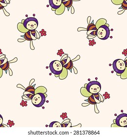 bee cartoon , cartoon seamless pattern background