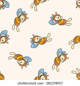 bee cartoon , cartoon seamless pattern background