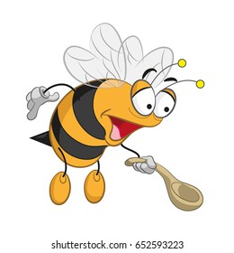 bee cartoon with spoon