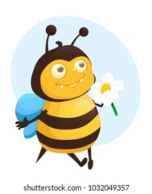 bee cartoon, stickers, funny vector illustration baby
