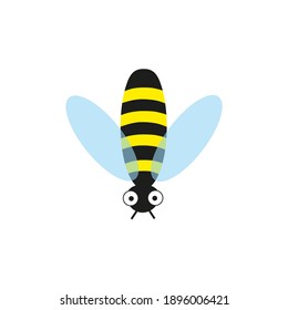 A bee in cartoon style with eyes. Vector illustration.