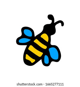 Bee in cartoon style on an isolated white background. Insect. Stock vector illustration.