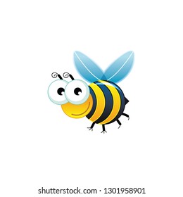 Bee cartoon style vector illustrations