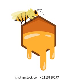Bee cartoon vector. bee comb. free space for text. logo design.