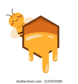 Bee cartoon vector. bee comb. free space for text. logo design.