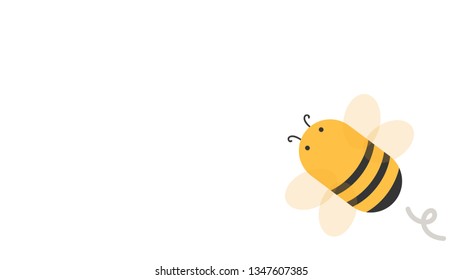 Bee cartoon vector. Bee on white background. free space for text. blank.