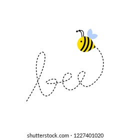 bee cartoon yellow honey happy with love vector illustration