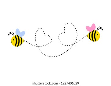 bee cartoon yellow honey happy with love vector illustration