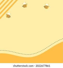 Bienenkartoons mit Kopienraum auf Honighintergrund, Vektorgrafik.