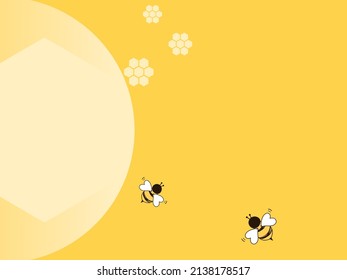 Bee cartoons and honey on yellow background vector illustration.