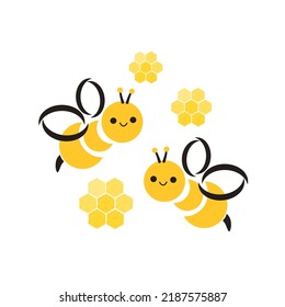 Bee cartoons logo sign isolated on white background vector illustration.