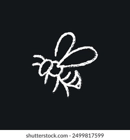 Bee chalk icon. Vector isolated black illustration.