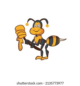 Bee character cartoon vector illustration 