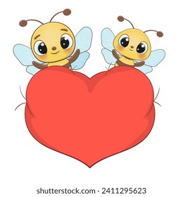 Bee character. Couple bee vector illustration.Their smiles beckon attention, creating a bright and friendly atmosphere. Perfect for children's projects and advertising! Bee character