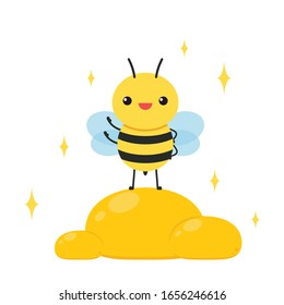 Bee character design. bee cartoon. bee on white background. honey drop vector.