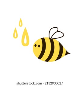 ... Diseño de caracteres de abeja. Icono de caída de abeja y miel.