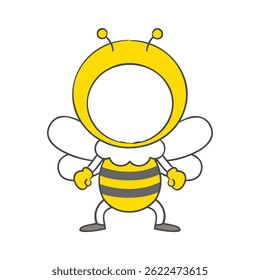 Ilustración de personaje de abeja con recorte de cara para composición de fotos