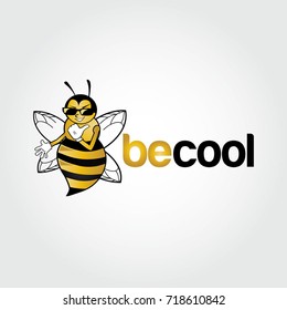 Bee Character Logo Design Symbol