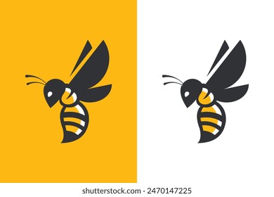 Bee Character Logo Design. Vector Bee. Bee Icon. Simple Characters of Stinging Bees.