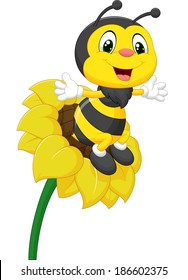 Bee character on the flower