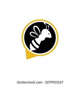 Bee chat logo vector design illustration.