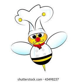 Bee chef illustration with jacket and hat