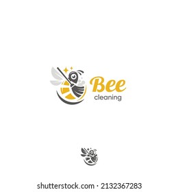 Bee cleaning agency washing logo