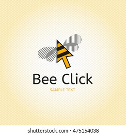 Bee Click Logo design concept. Abstract creative honey bee vector sign template