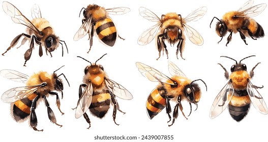 bee clipart, isolated vector illustration.