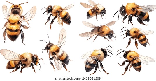 bee clipart, isolated vector illustration.