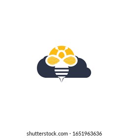 Bee Cloud Shape Logo design. bee logo Concept for honey package design.