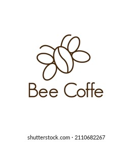 bee and coffee bean shaped logo, suitable for coffee shop and coffee product logo 