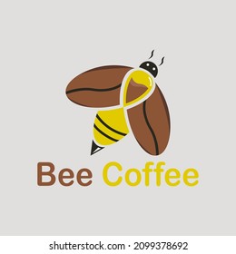 Bee Coffee Logo, This logo is an illustration of coffee and bees, suitable for brand logos and coffee shop logos.