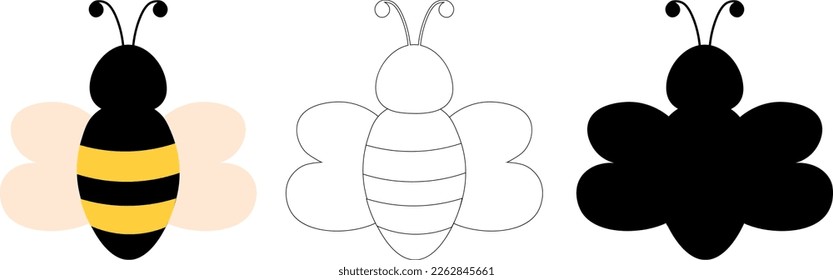 Ilustración vectorial de la silueta de color de abeja