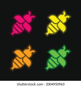 Bee color glowing neon vector icon