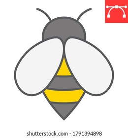 Bee color line icon, insect and honey, bee sign vector graphics, editable stroke filled outline icon, eps 10