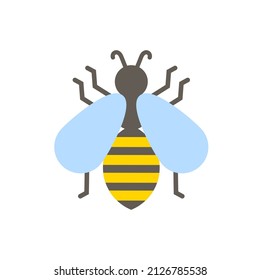 Bee color symmetric icon. Flat vector illustration isolated on white.