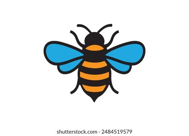 Bienenfarbe Vektorgrafik Stil mit weißem Hintergrund