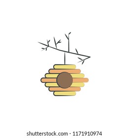Bee colored hand drawn icon. Element of autumn icon for mobile concept and web apps. Hand drawn colored Bee can be used for web and mobile on white bakgorund