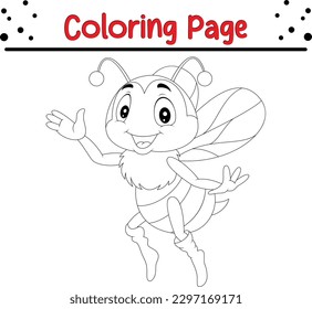 Bee Coloring Book Page for Kids. Coloring Page Outline of cartoon little bee