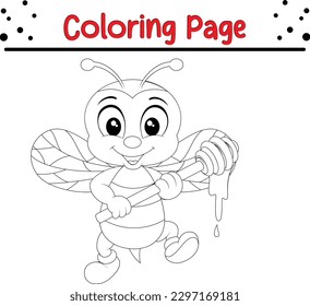 Bee Coloring Book Page for Kids. Coloring Page Outline of cartoon little bee