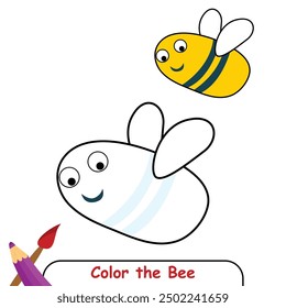 Bee coloring page, coloring book for kids, bee isolated vector, bee drawing coloring book for children