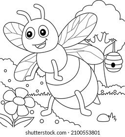 Bee Coloring Page For Kids