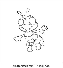 Bee coloring page for kids, Coloring book for children, coloring page with a small bee