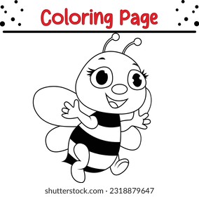 Página de Coloración de Abejas para Niños. lindo libro de colorear abejas de dibujos animados para los niños. Ilustración de vectores para niños