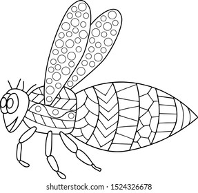 Bee coloring page for painting vector illustration eps
