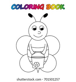 bee  - coloring page. Worksheet. Game for kids -  coloring book.  Vector cartoon  illustration. 